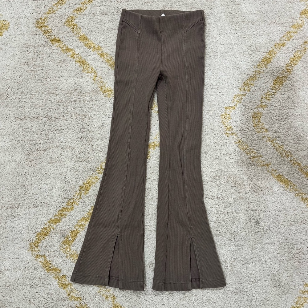 Zara Taupe Ribbed Pants